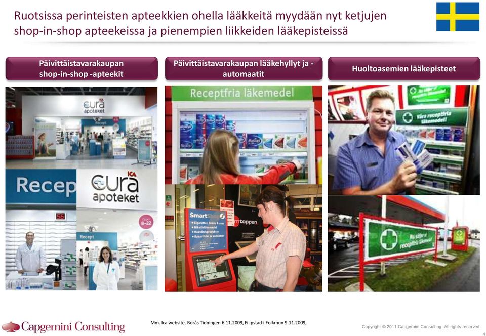 shop-in-shop -apteekit Päivittäistavarakaupan lääkehyllyt ja - automaatit