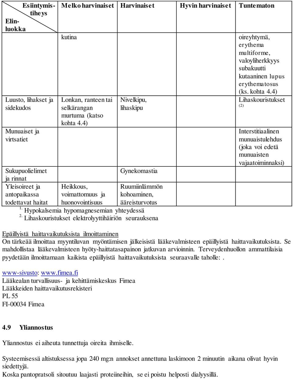 Hypokalsemia hypomagnesemian yhteydessä 2.