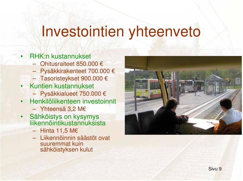 000 Kuntien kustannukset Pysäkkialueet 750.
