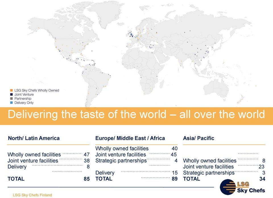 40 Joint venture facilities 45 Strategic partnerships 4 Delivery 15 TOTAL 89 Asia/ Pacific Wholly