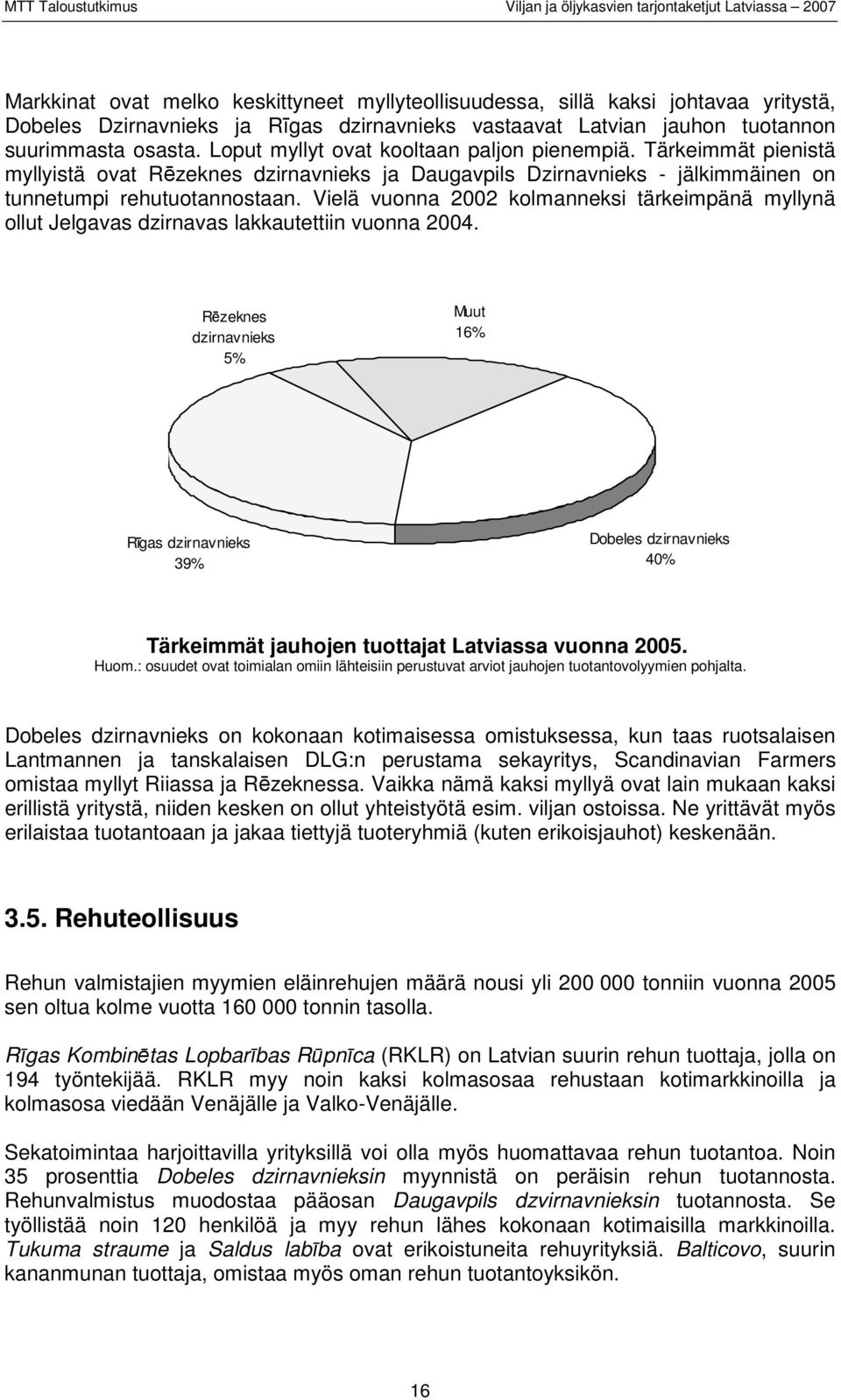 Vielä vuonna 2002 kolmanneksi tärkeimpänä myllynä ollut Jelgavas dzirnavas lakkautettiin vuonna 2004.