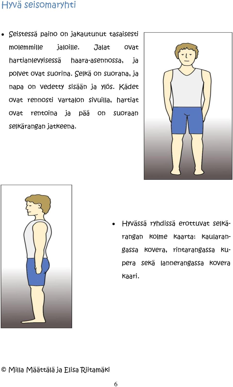 Selkä on suorana, ja napa on vedetty sisään ja ylös.