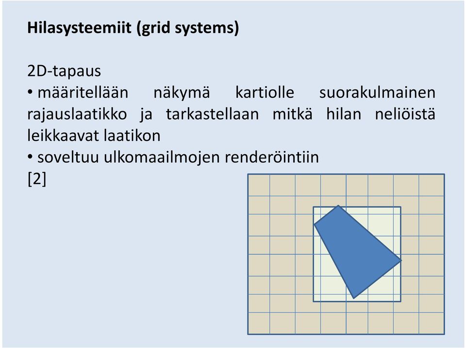 rajauslaatikko ja tarkastellaan mitkä hilan