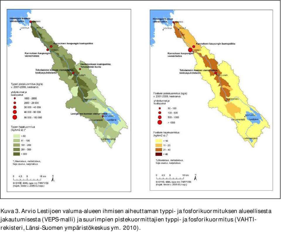fosforikuormituksen alueellisesta jakautumisesta (VEPS-malli)