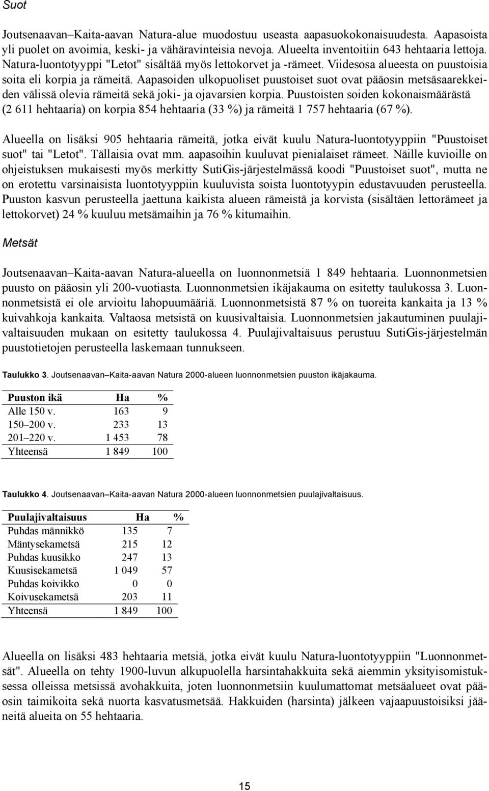 Aapasoiden ulkopuoliset puustoiset suot ovat pääosin metsäsaarekkeiden välissä olevia rämeitä sekä joki- ja ojavarsien korpia.