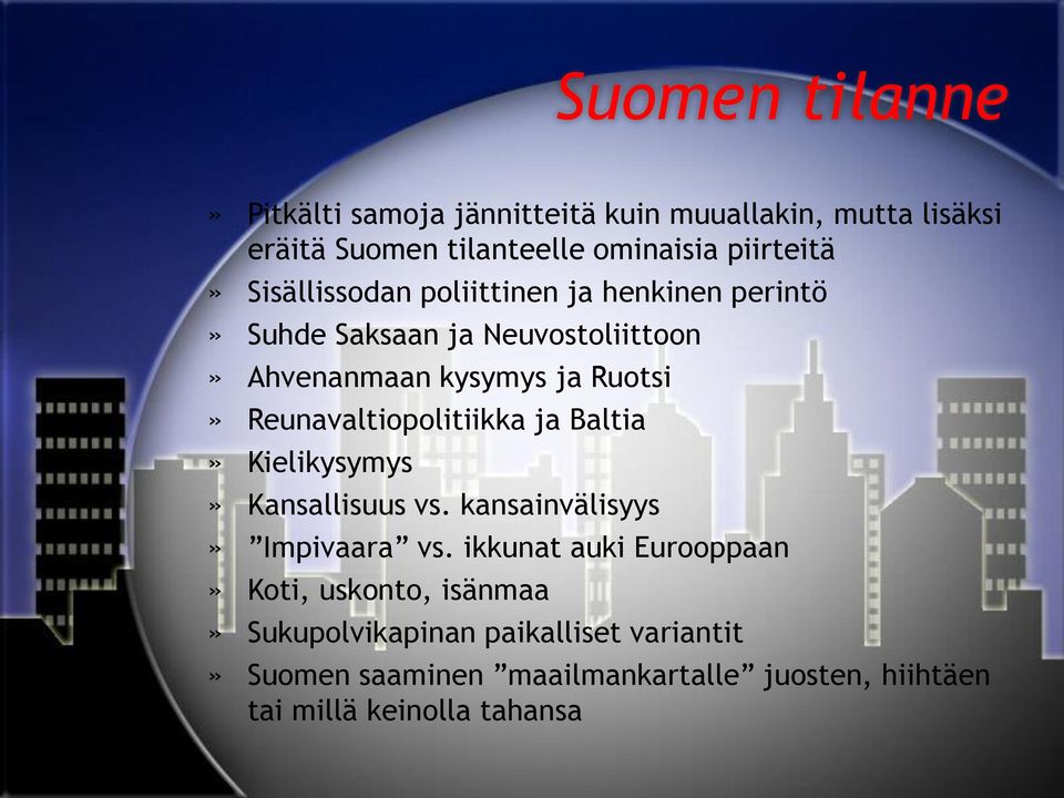 Reunavaltiopolitiikka ja Baltia» Kielikysymys» Kansallisuus vs. kansainvälisyys» Impivaara vs.