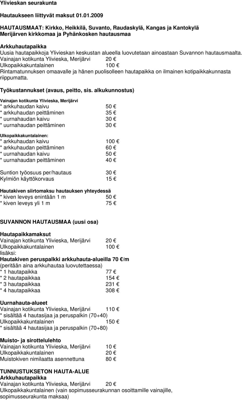 luovutetaan ainoastaan Suvannon hautausmaalta.