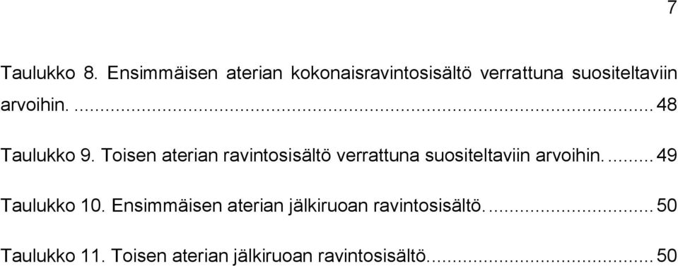 ... 48 Taulukko 9.