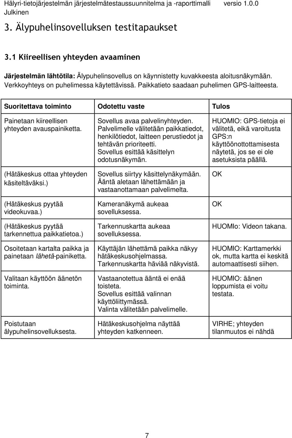 ) Osoitetaan kartalta paikka ja painetaan lähetä-painiketta. Valitaan käyttöön äänetön toiminta. Poistutaan älypuhelinsovelluksesta. Sovellus avaa palvelinyhteyden.