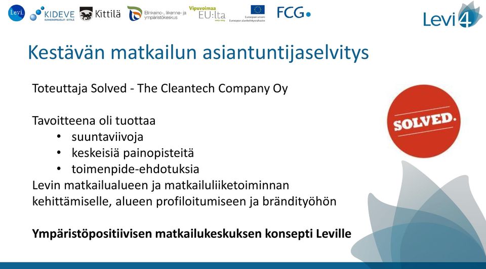 toimenpide-ehdotuksia Levin matkailualueen ja matkailuliiketoiminnan