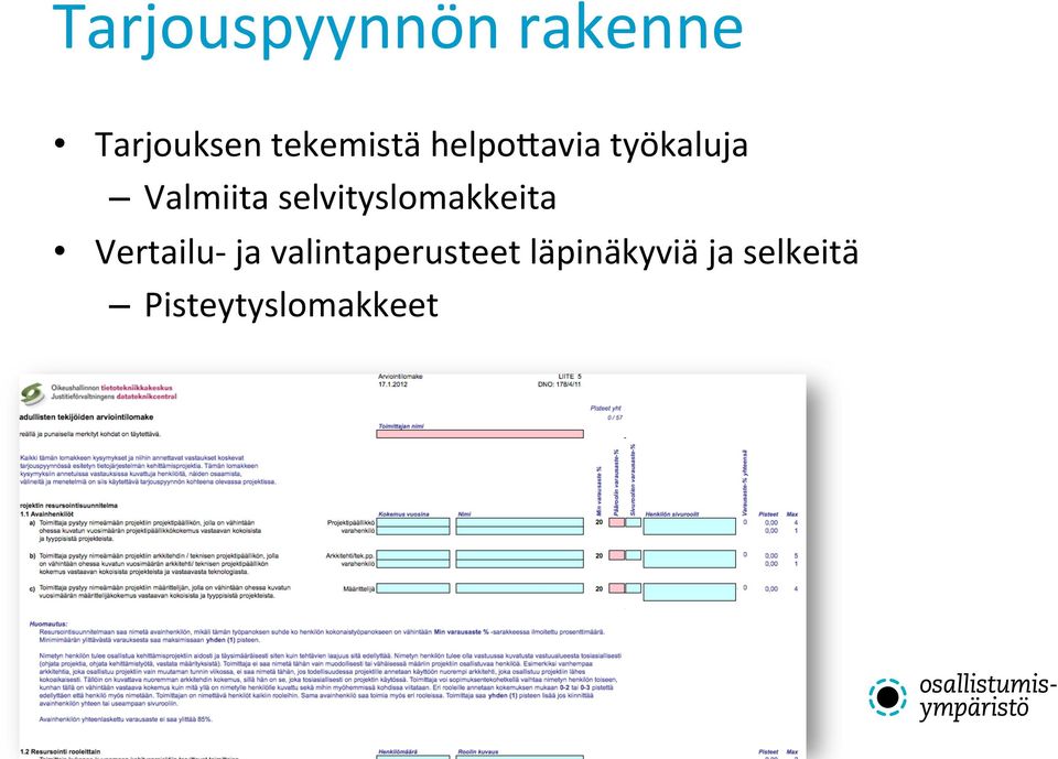 selvityslomakkeita Vertailu- ja
