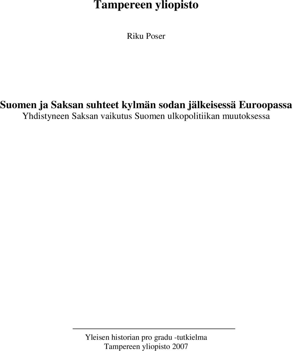 Yhdistyneen Saksan vaikutus Suomen ulkopolitiikan