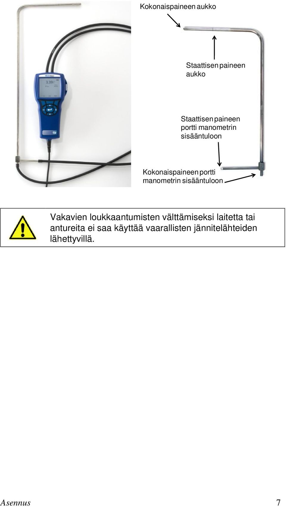 sisääntuloon Vakavien loukkaantumisten välttämiseksi laitetta tai