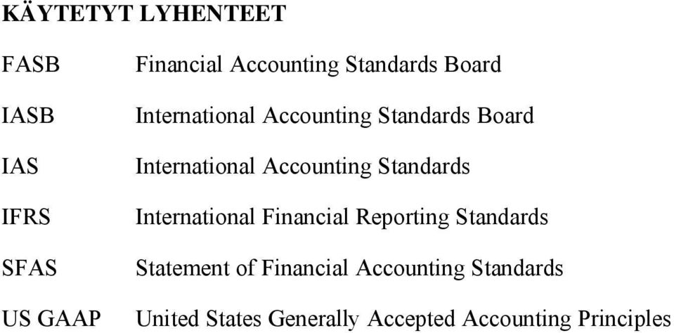 Accounting Standards International Financial Reporting Standards Statement