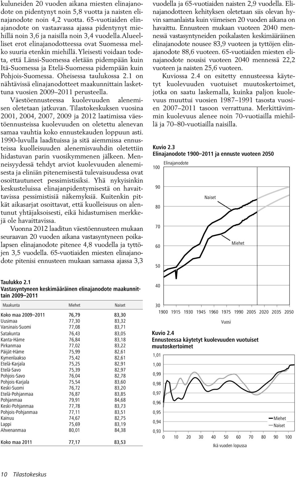 Yleisesti voidaan todeta, että Länsi-Suomessa eletään pidempään kuin Itä-Suomessa ja Etelä-Suomessa pidempään kuin Pohjois-Suomessa. Oheisessa taulukossa 2.