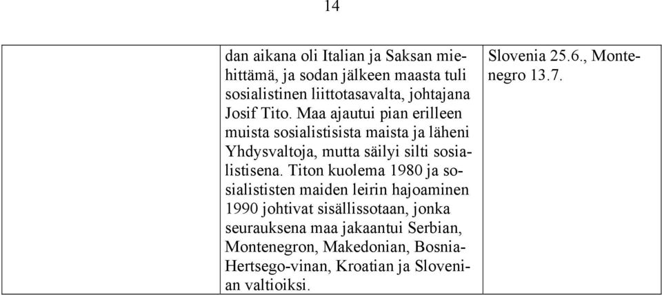 Titon kuolema 1980 ja sosialististen maiden leirin hajoaminen 1990 johtivat sisällissotaan, jonka seurauksena maa jakaantui