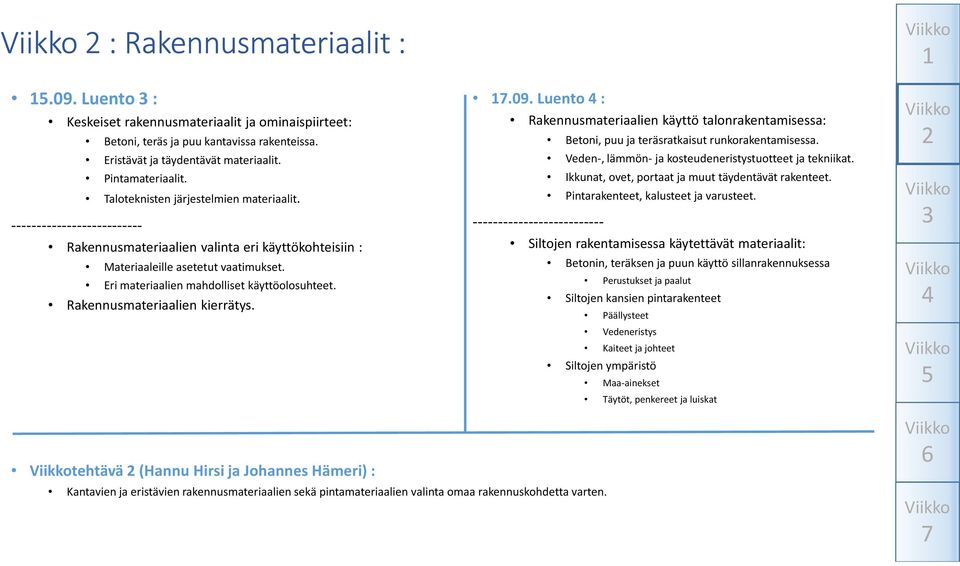 Rakennusmateriaalien kierrätys..09. Luento : Rakennusmateriaalien käyttö talonrakentamisessa: Betoni, puu ja teräsratkaisut runkorakentamisessa.