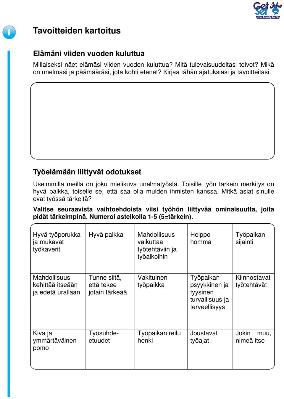 Toisille työn tärkein merkitys on hyvä palkka, toiselle se, että saa olla muiden ihmisten kanssa. Mitkä asiat sinulle ovat työssä tärkeitä?