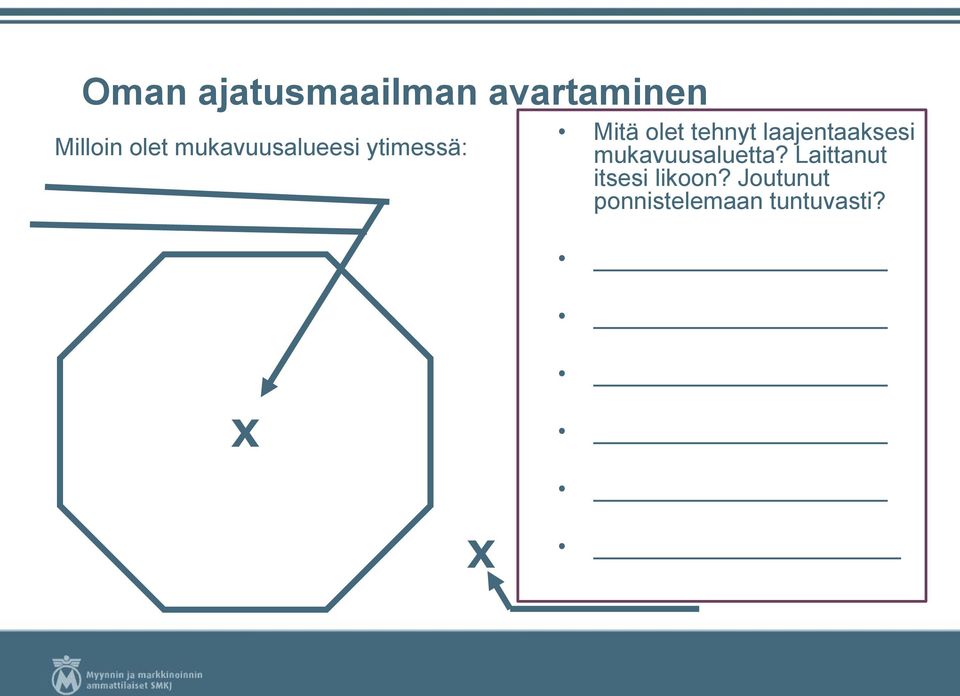 laajentaaksesi mukavuusaluetta?