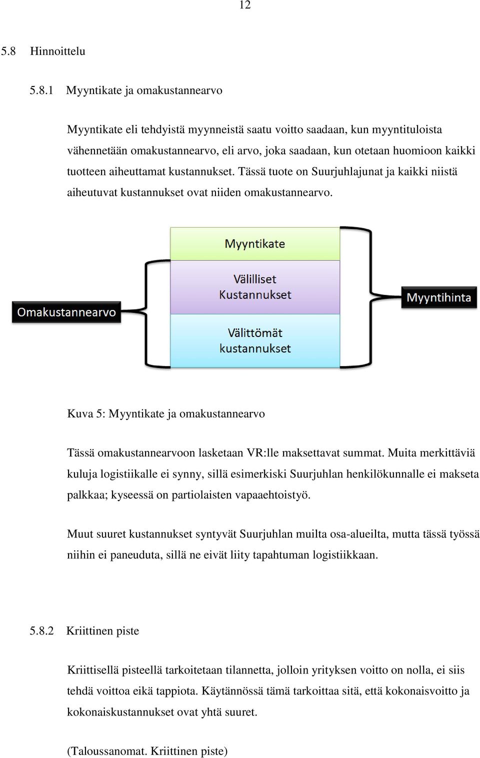 1 Myyntikate ja omakustannearvo Myyntikate eli tehdyistä myynneistä saatu voitto saadaan, kun myyntituloista vähennetään omakustannearvo, eli arvo, joka saadaan, kun otetaan huomioon kaikki tuotteen