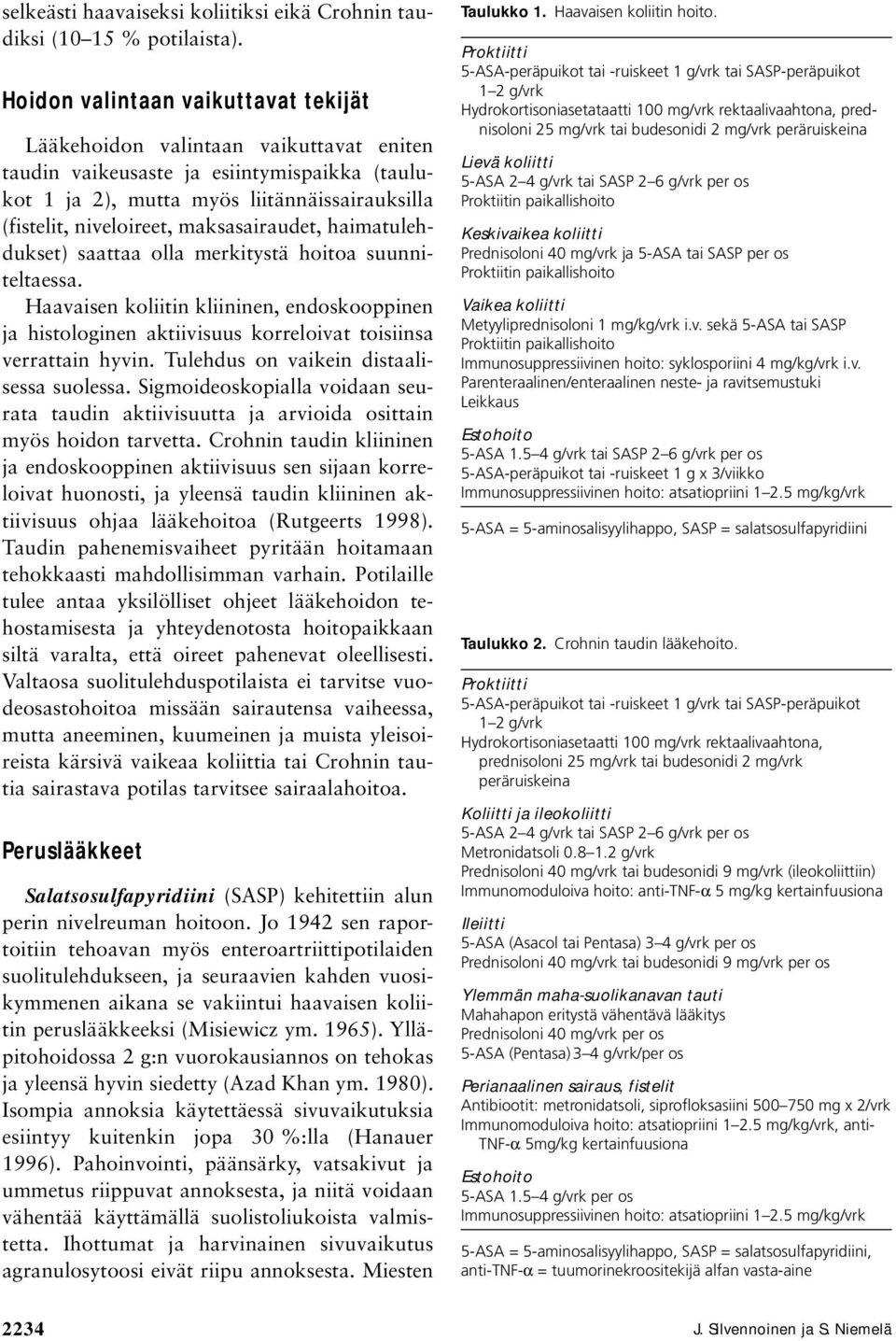 maksasairaudet, haimatulehdukset) saattaa olla merkitystä hoitoa suunniteltaessa. Haavaisen koliitin kliininen, endoskooppinen ja histologinen aktiivisuus korreloivat toisiinsa verrattain hyvin.