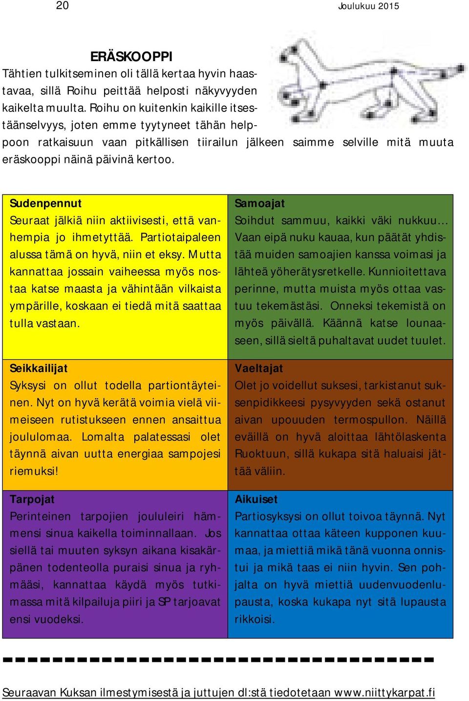 Sudenpennut Seuraat jälkiä niin aktiivisesti, että vanhempia jo ihmetyttää. Partiotaipaleen alussa tämä on hyvä, niin et eksy.