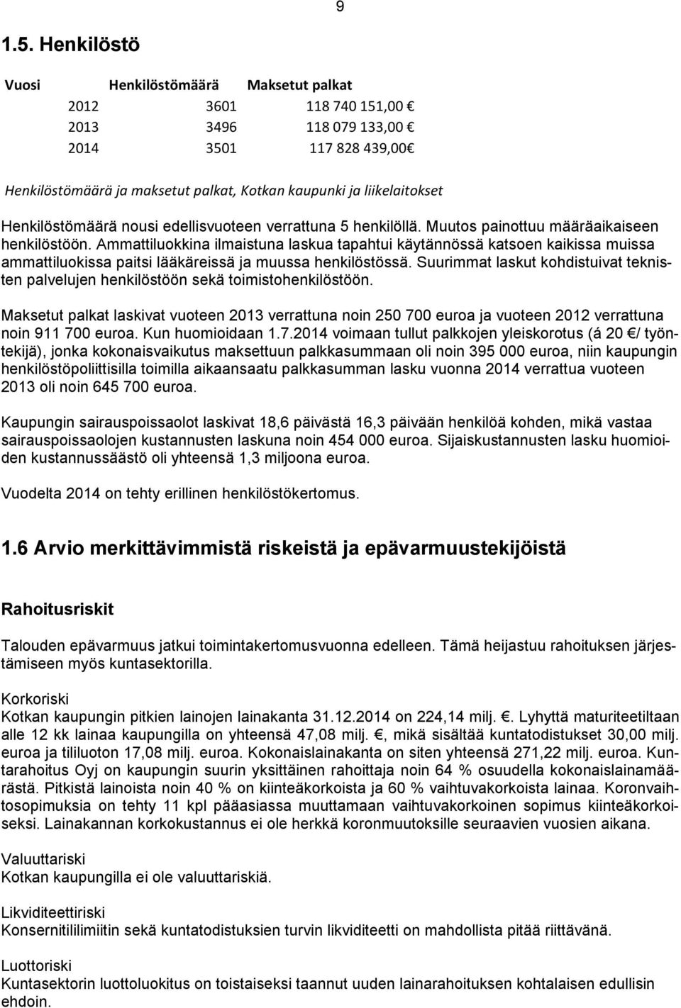 Henkilöstömäärä nousi edellisvuoteen verrattuna 5 henkilöllä. Muutos painottuu määräaikaiseen henkilöstöön.