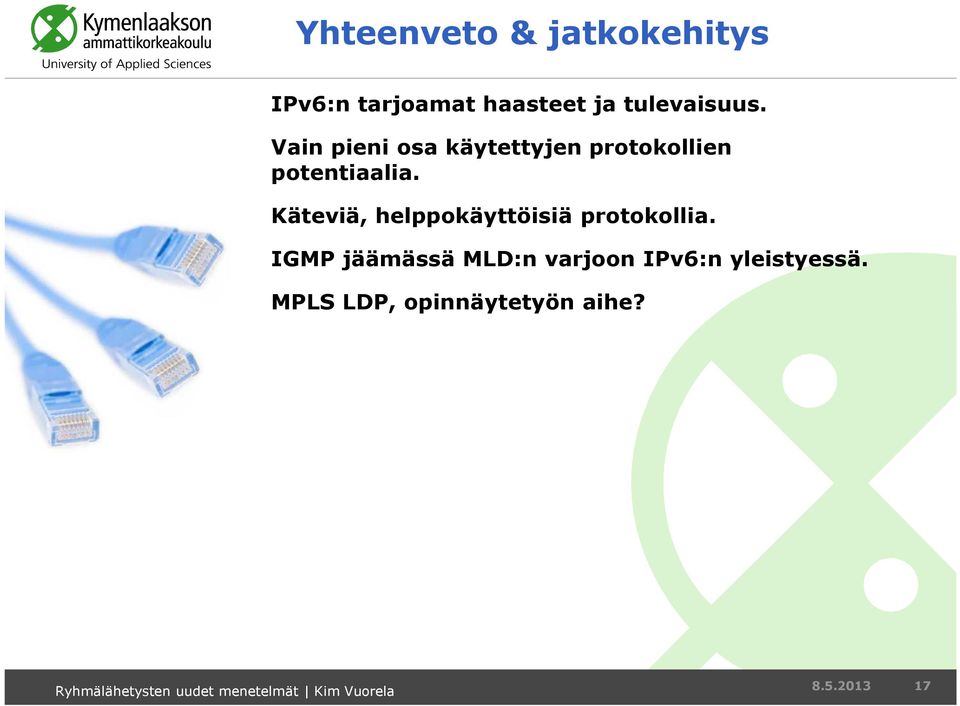 Vain pieni osa käytettyjen protokollien potentiaalia.