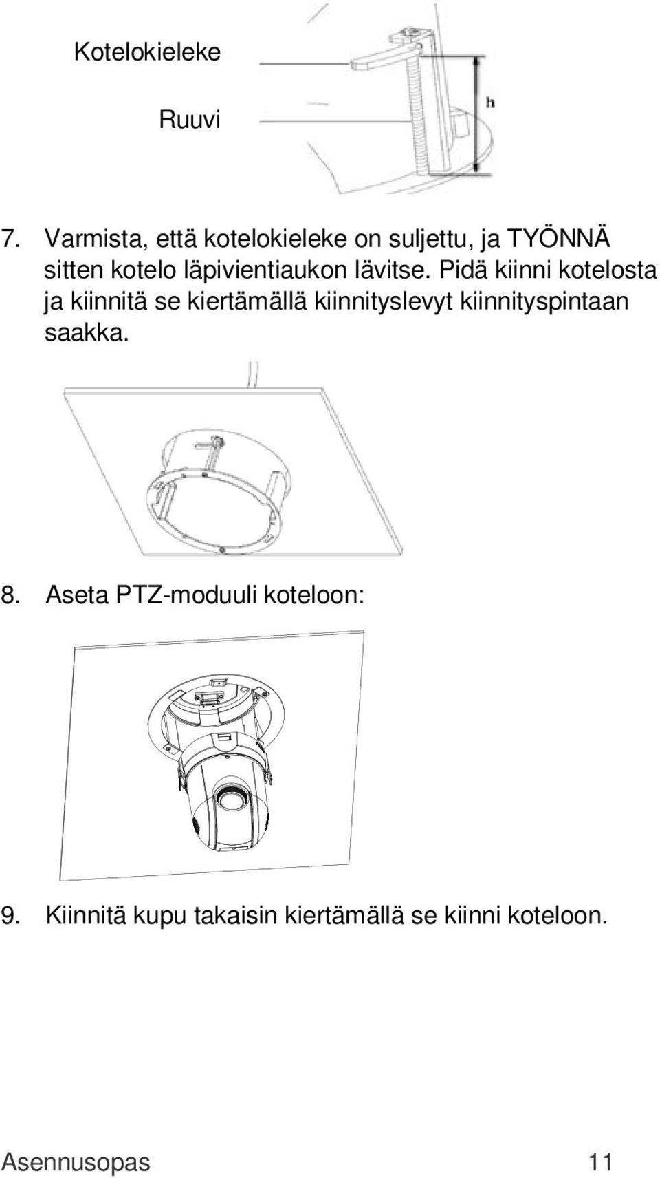 läpivientiaukon lävitse.