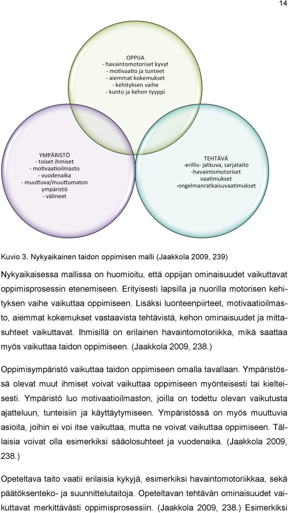 Lisäksi luonteenpiirteet, motivaatioilmasto, aiemmat kokemukset vastaavista tehtävistä, kehon ominaisuudet ja mittasuhteet vaikuttavat.