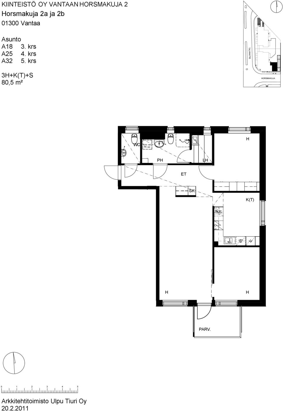 krs TVIKKITIE 3+K(T)+S 80, m² ORSMKUJ WC