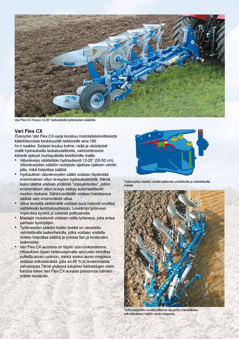 Viilunleveys säädetään hydraulisesti 12-20 (30-50 cm).