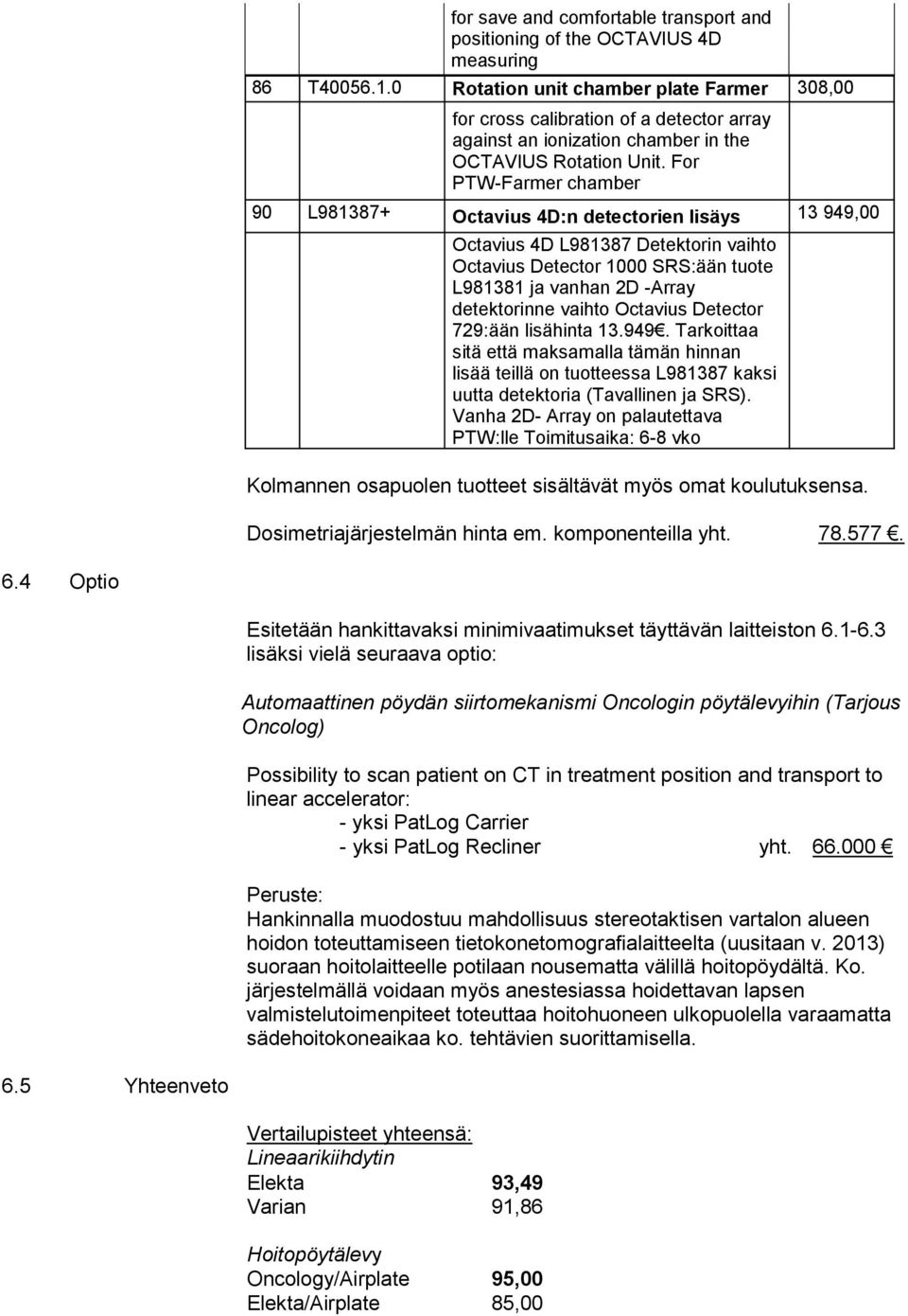 For PTW-Farmer chamber 90 L981387+ Octavius 4D:n detectorien lisäys 13 949,00 Octavius 4D L981387 Detektorin vaihto Octavius Detector 1000 SRS:ään tuote L981381 ja vanhan 2D -Array detektorinne