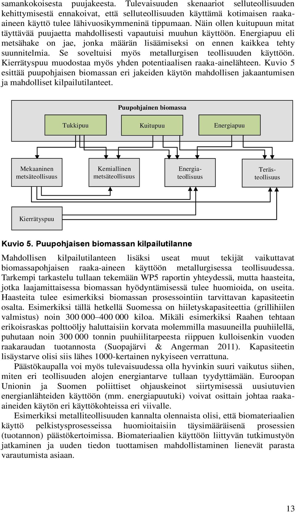 Se soveltuisi myös metallurgisen teollisuuden käyttöön. Kierrätyspuu muodostaa myös yhden potentiaalisen raaka-ainelähteen.