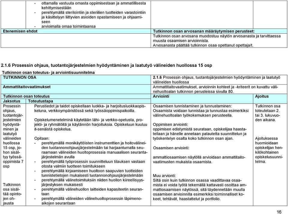 arvioinnista. Arvosanasta päättää tutkinnon osaa opettanut opettaja/t. 2.1.
