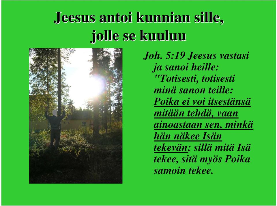 sanon teille: Poika ei voi itsestänsä mitään tehdä, vaan