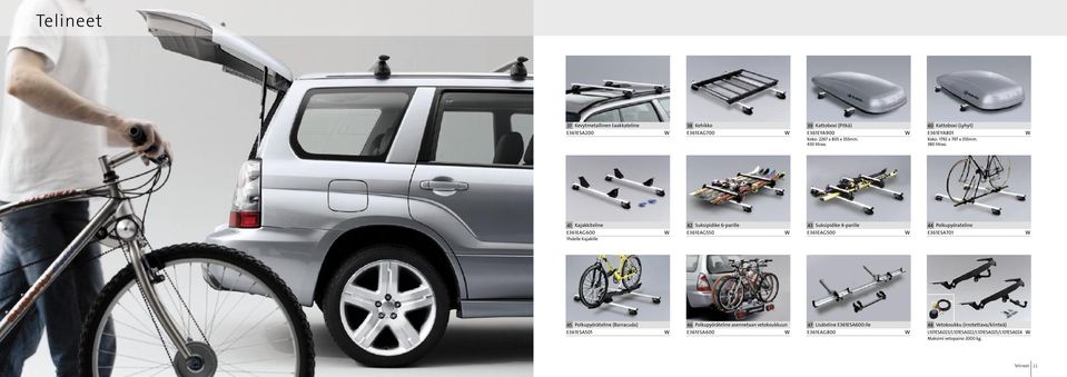 41 Kajakkiteline 361AG600 Yhdelle Kajakille 42 Suksipidike 6-parille 361AG550 43 Suksipidike 4-parille 361AG500 44 Polkupyörateline 361SA701 45