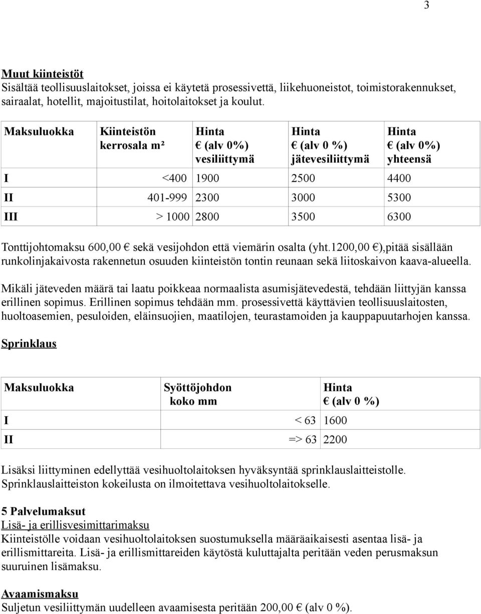 (yht.1200,00 ),pitää sisällään runkolinjakaivosta rakennetun osuuden kiinteistön tontin reunaan sekä liitoskaivon kaava-alueella.