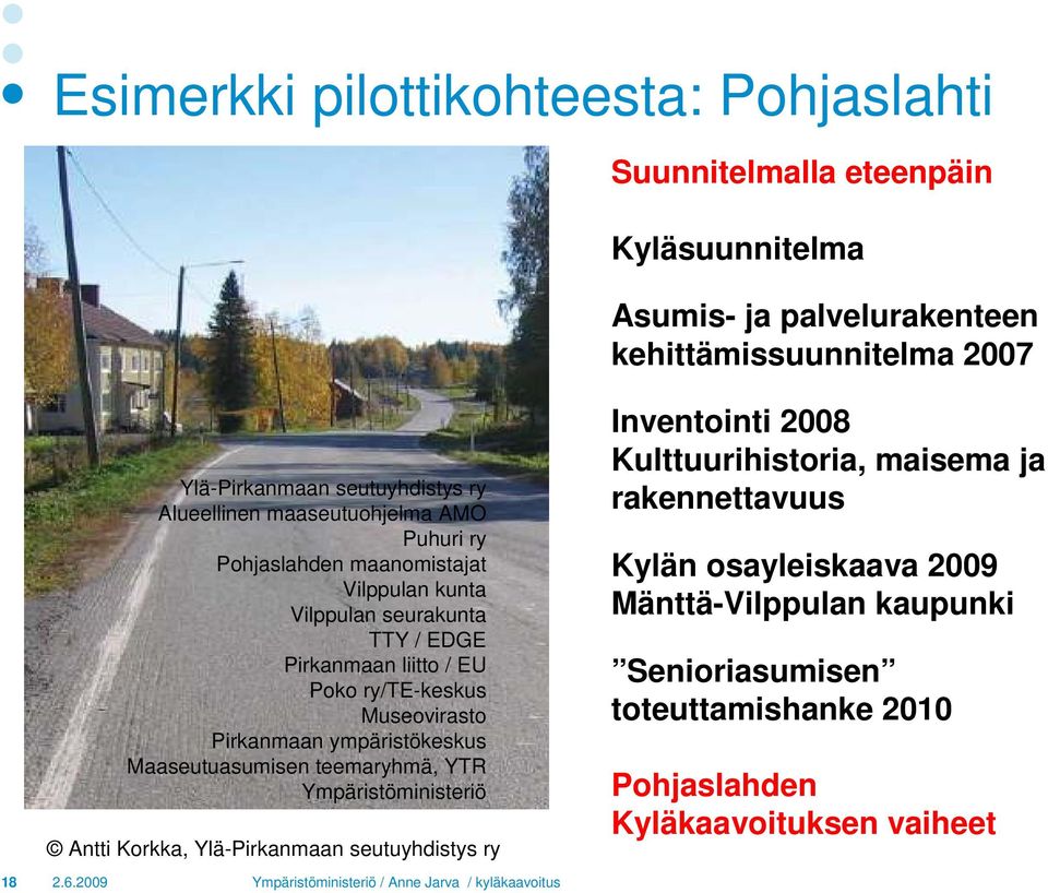 ry/te-keskus Museovirasto Pirkanmaan ympäristökeskus Maaseutuasumisen teemaryhmä, YTR Ympäristöministeriö Antti Korkka, Ylä-Pirkanmaan seutuyhdistys ry Inventointi