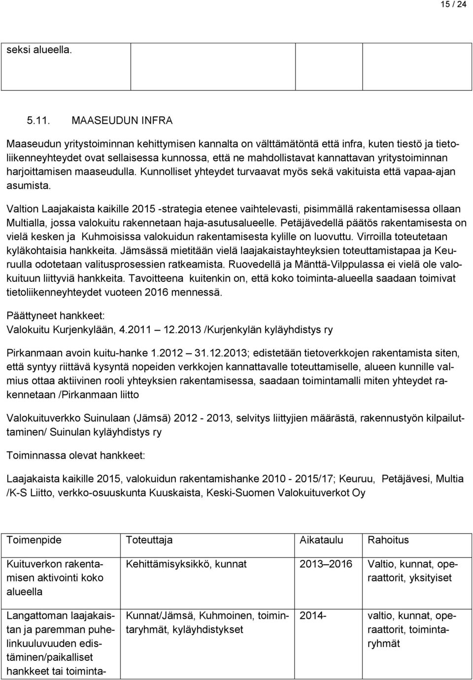 yritystoiminnan harjoittamisen maaseudulla. Kunnolliset yhteydet turvaavat myös sekä vakituista että vapaa-ajan asumista.