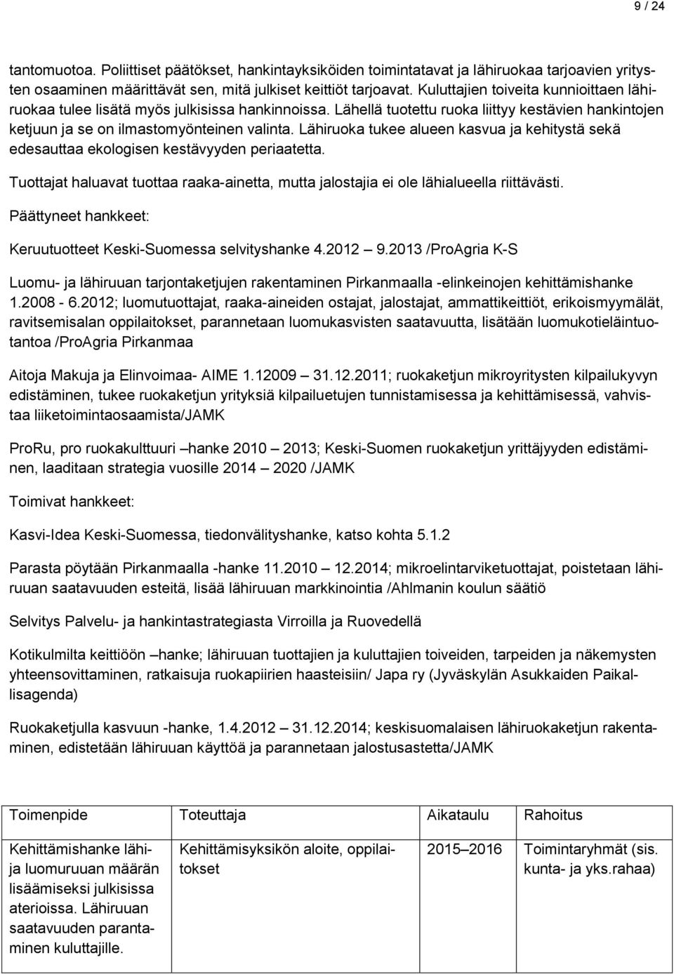 Lähiruoka tukee alueen kasvua ja kehitystä sekä edesauttaa ekologisen kestävyyden periaatetta. Tuottajat haluavat tuottaa raaka-ainetta, mutta jalostajia ei ole lähialueella riittävästi.