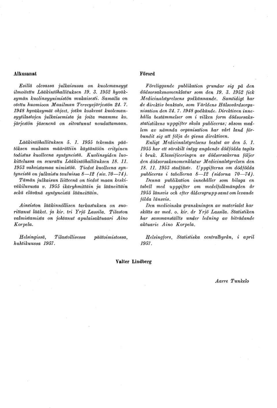 järjestön jäsenenä on sitoutunut noudattamaan. L ääkintöhallituksen 5. 1. 1955 tekemän p ää töksen m ukaan m äärättiin käytäntöön erityinen todistus kuolleena syntyneistä.