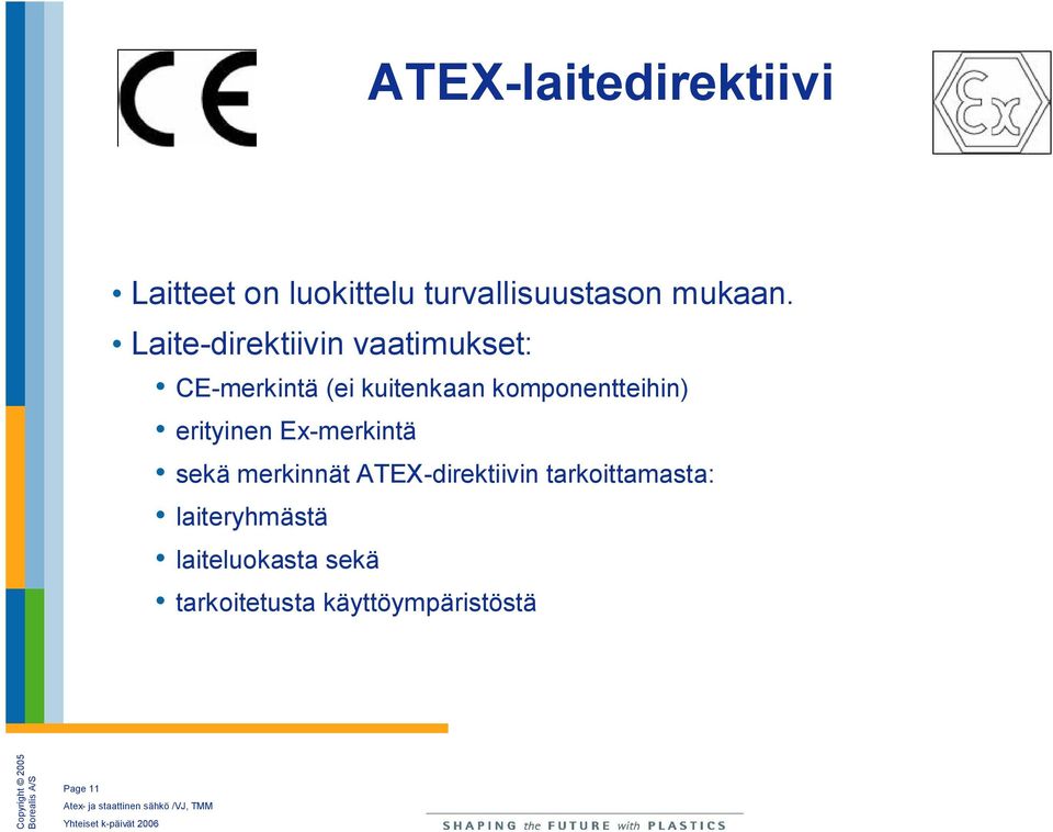 komponentteihin) erityinen Ex merkintä sekä merkinnät ATEX direktiivin