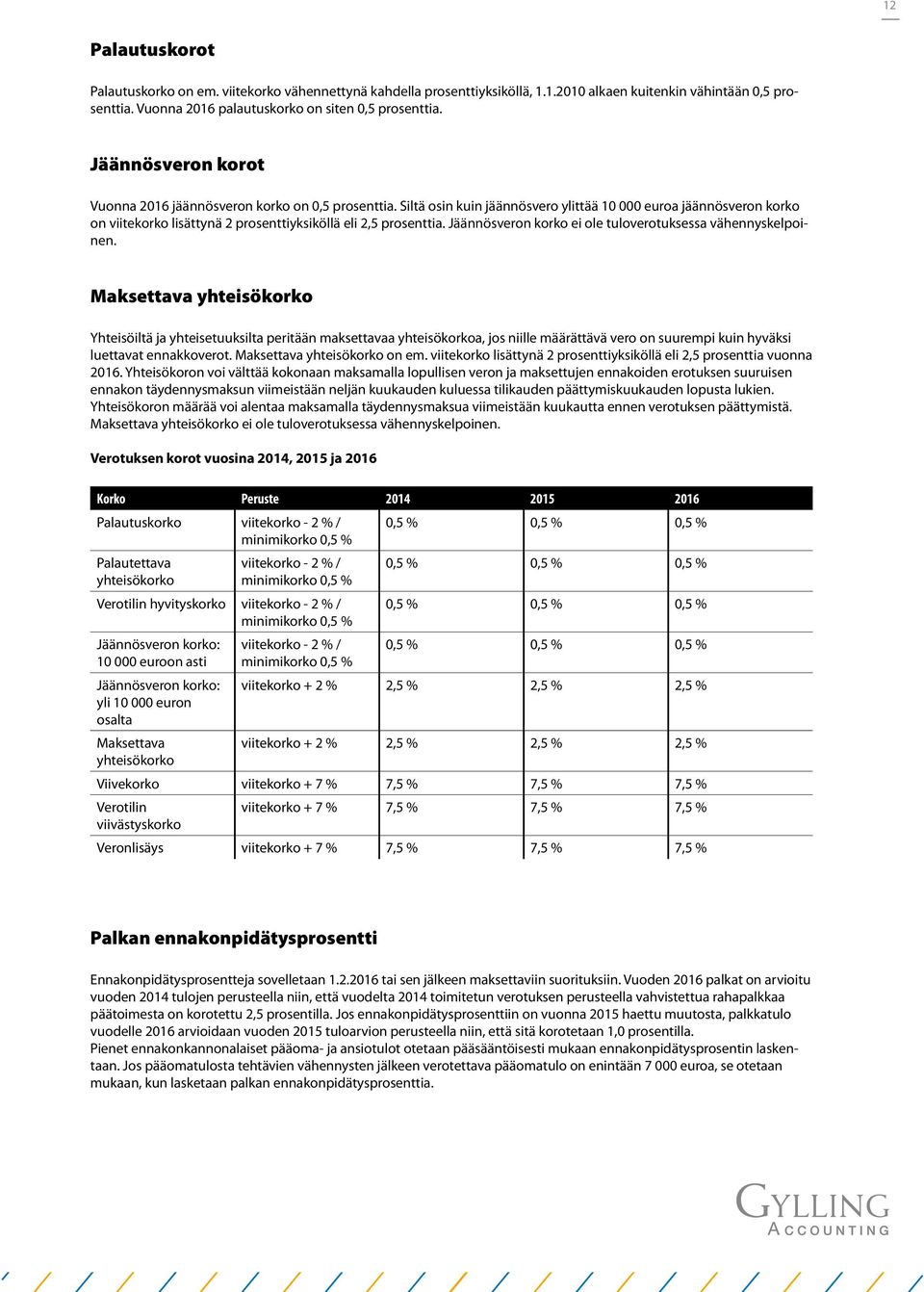 Siltä osin kuin jäännösvero ylittää 10 000 euroa jäännösveron korko on viitekorko lisättynä 2 prosenttiyksiköllä eli 2,5 prosenttia. Jäännösveron korko ei ole tuloverotuksessa vähennyskelpoinen.