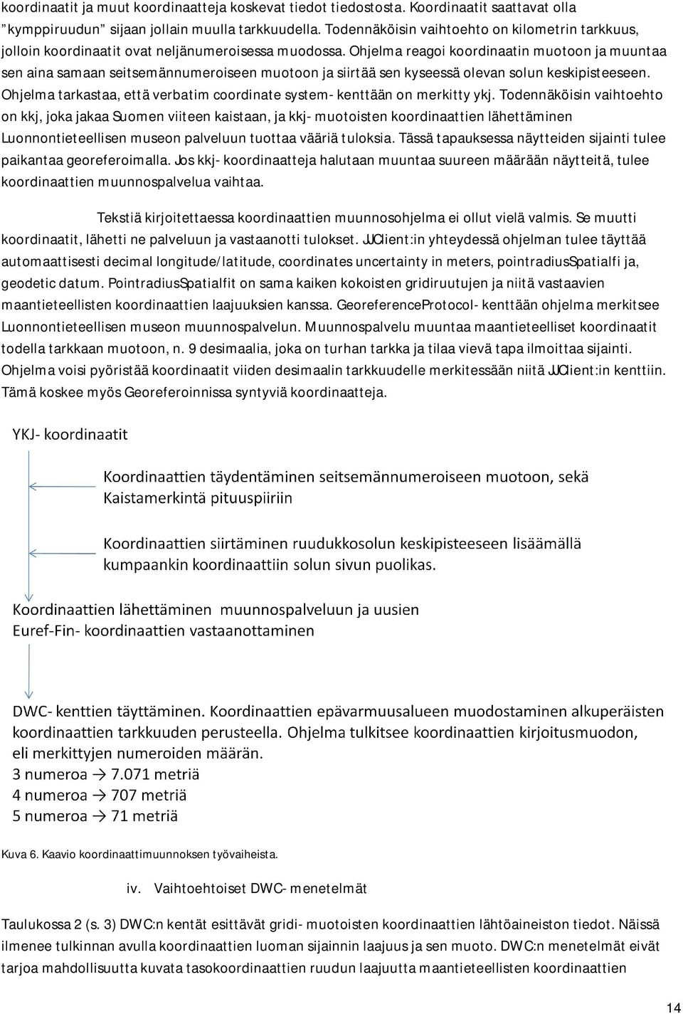 Ohjelma reagoi koordinaatin muotoon ja muuntaa sen aina samaan seitsemännumeroiseen muotoon ja siirtää sen kyseessä olevan solun keskipisteeseen.