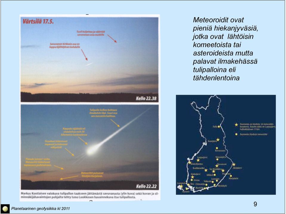 komeetoista tai asteroideista mutta