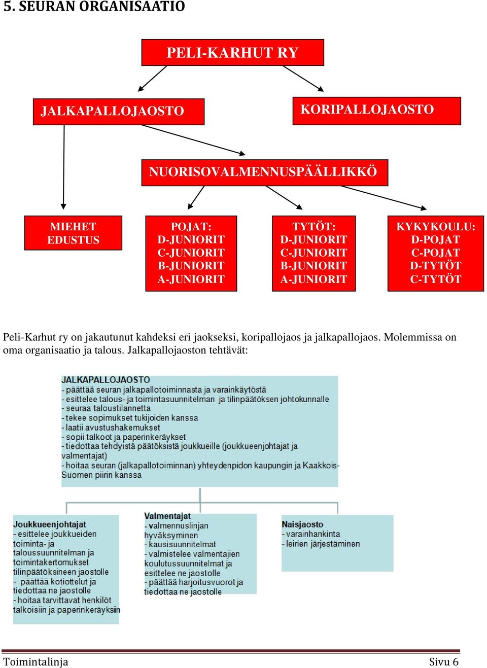 A-JUNIORIT KYKYKOULU: D-POJAT C-POJAT D-TYTÖT C-TYTÖT Peli-Karhut ry on jakautunut kahdeksi eri jaokseksi,