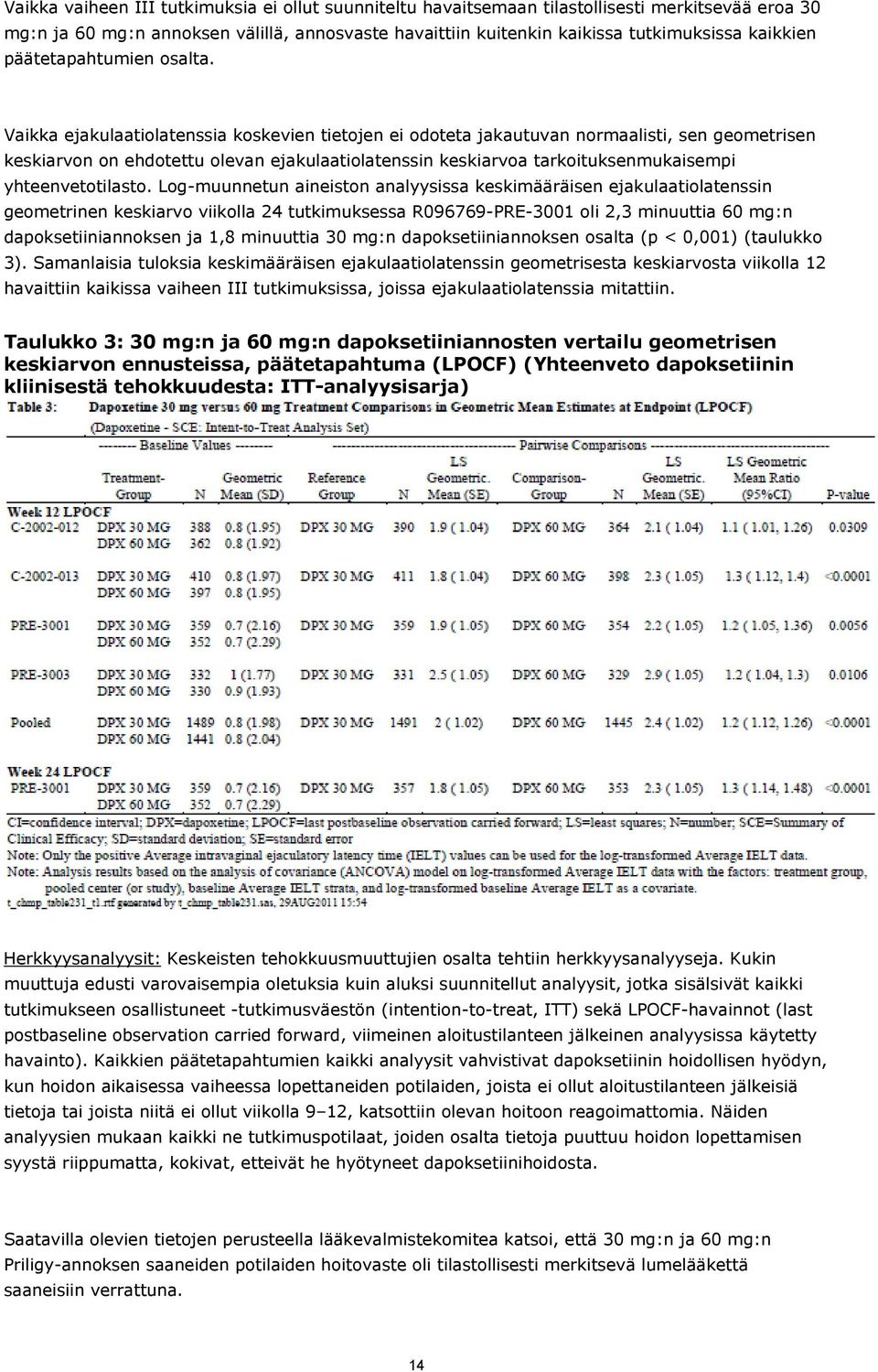 Vaikka ejakulaatiolatenssia koskevien tietojen ei odoteta jakautuvan normaalisti, sen geometrisen keskiarvon on ehdotettu olevan ejakulaatiolatenssin keskiarvoa tarkoituksenmukaisempi