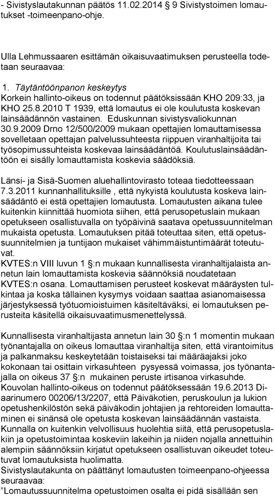 Eduskunnan sivistysvaliokunnan 30.9.