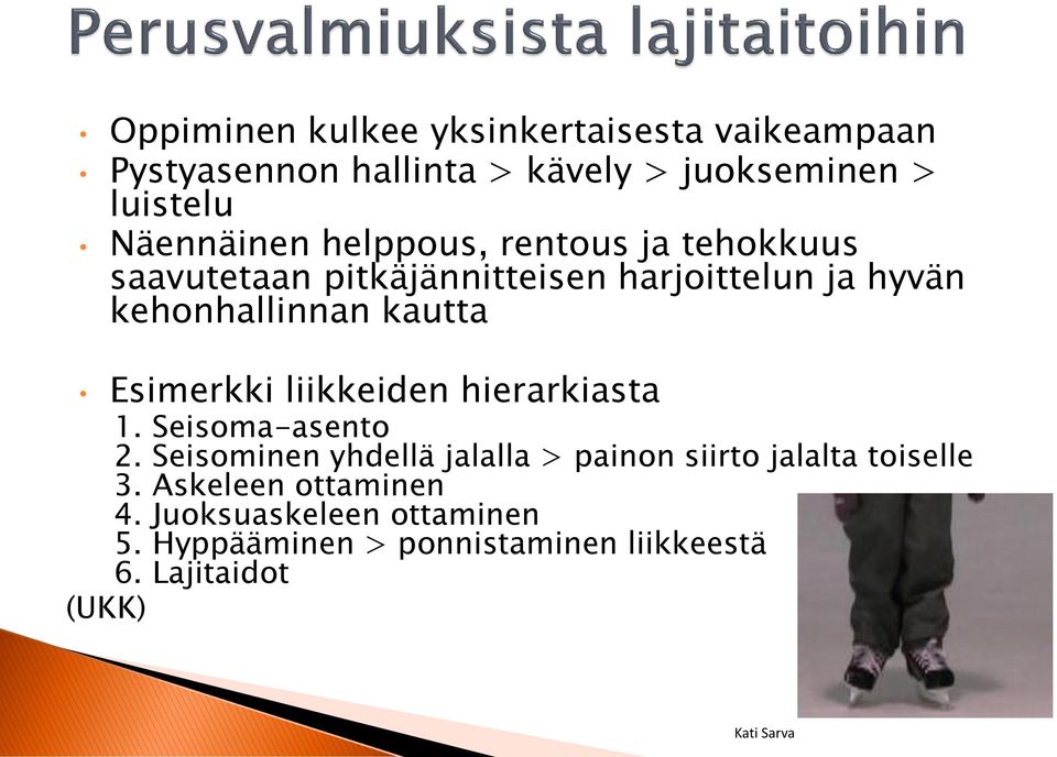 kautta Esimerkki liikkeiden hierarkiasta 1. Seisoma-asento 2.